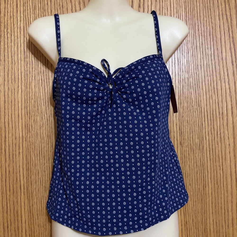 LandsEnd Beach Living Separates Tankini Ladies Sz 6 Navy w/white  NWT